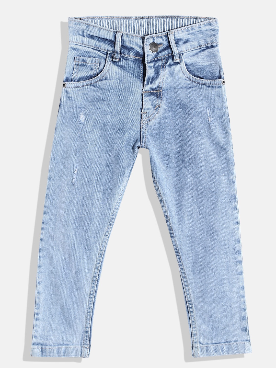 

HERE&NOW Boys Pure Cotton Slim Fit Mildly Distressed Jeans, Blue