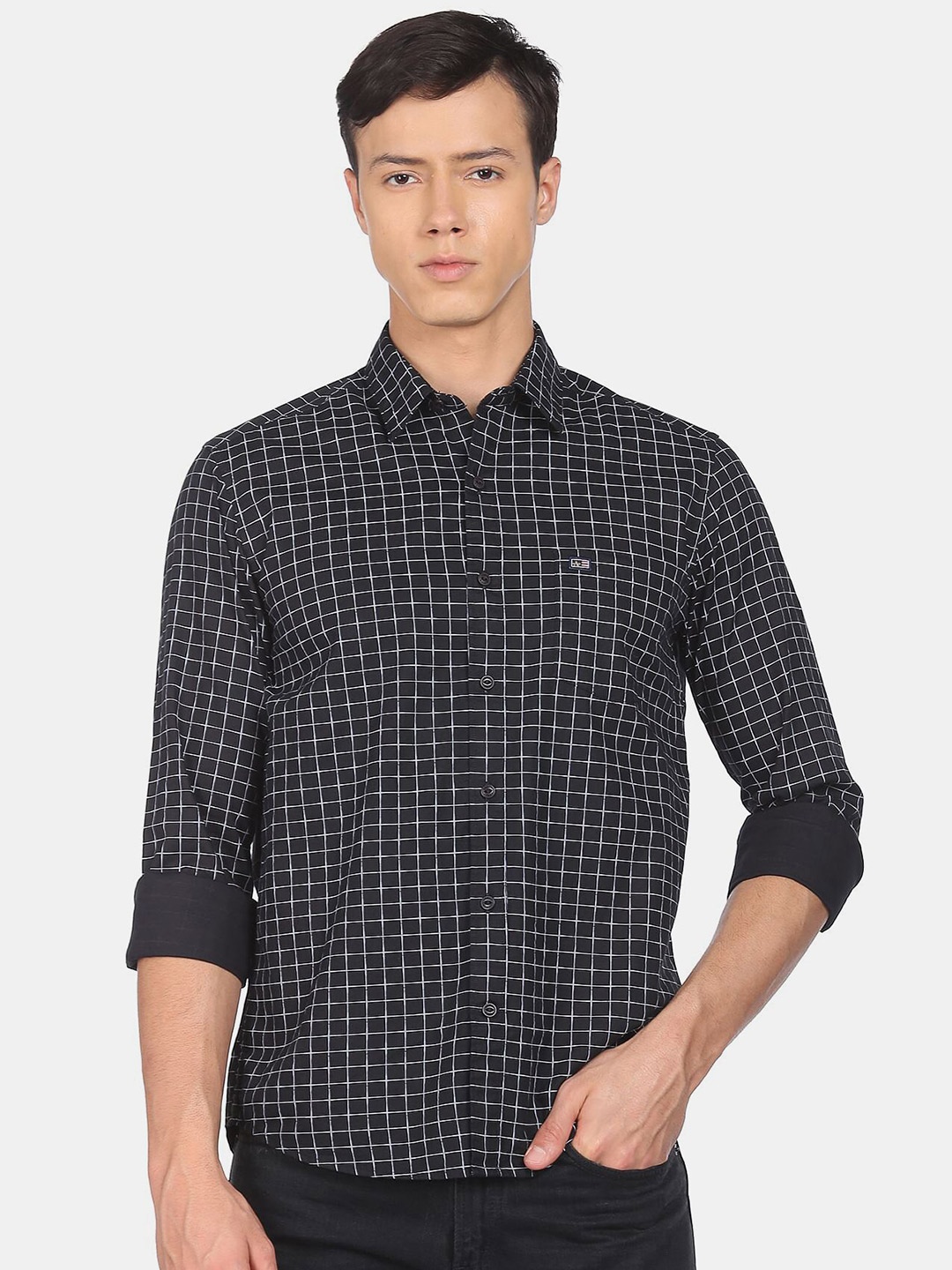 

Arrow Sport Men Black & White Checked Cotton Casual Shirt