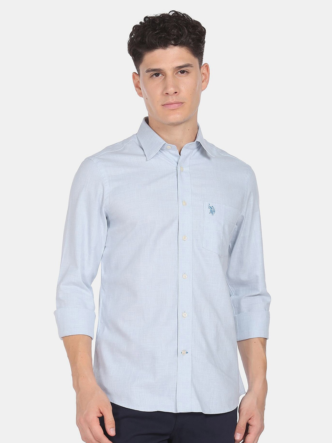 

U.S. Polo Assn. Men Pure Cotton Casual Shirt, Blue