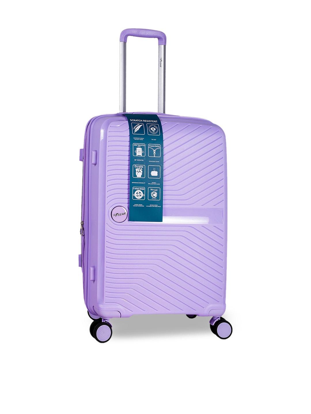 

F Gear Lavender Textured Hard-Sided Large Trolley Suitcases 99L, Purple