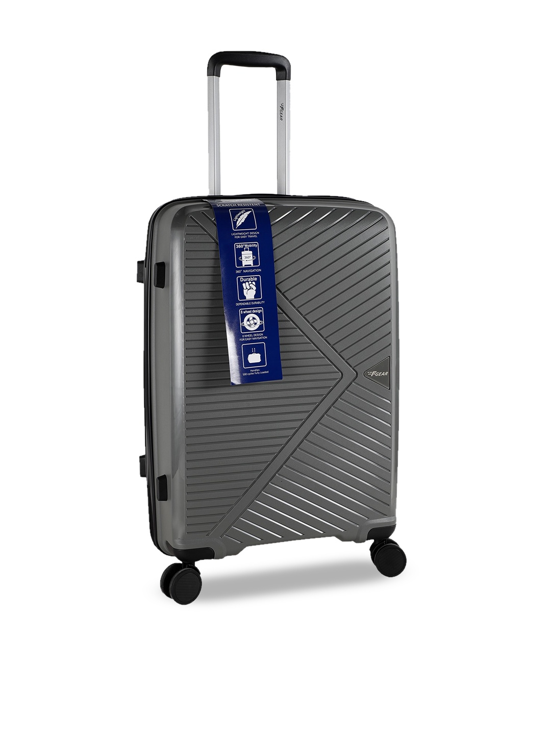 

F Gear Grey Textured Hard-Sided Eagle PP03 Trolley Bag
