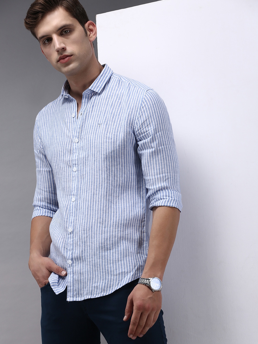 

SHOWOFF Men Classic Bengal Stripes Striped Cotton Casual Shirt, Blue
