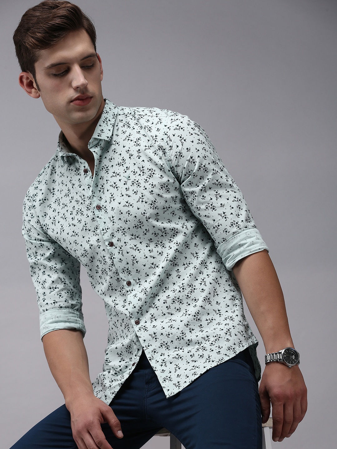 

SHOWOFF Men Comfort Floral Printed Cotton Casual Shirt, Sea green