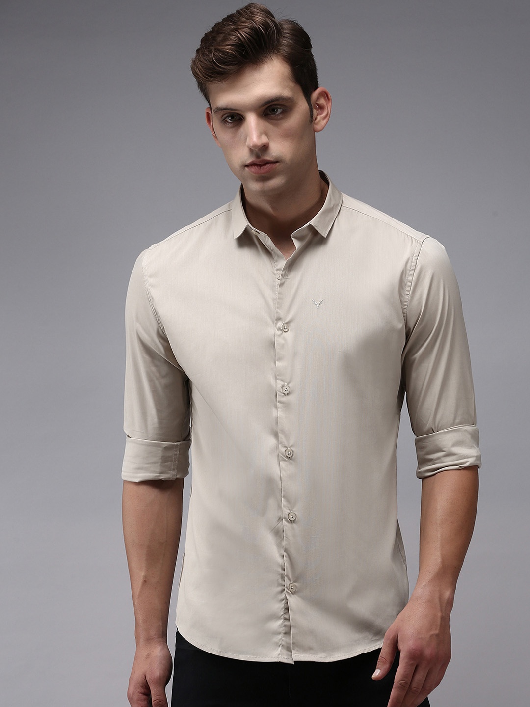 

SHOWOFF Men Cream-Coloured Comfort Cotton Casual Shirt
