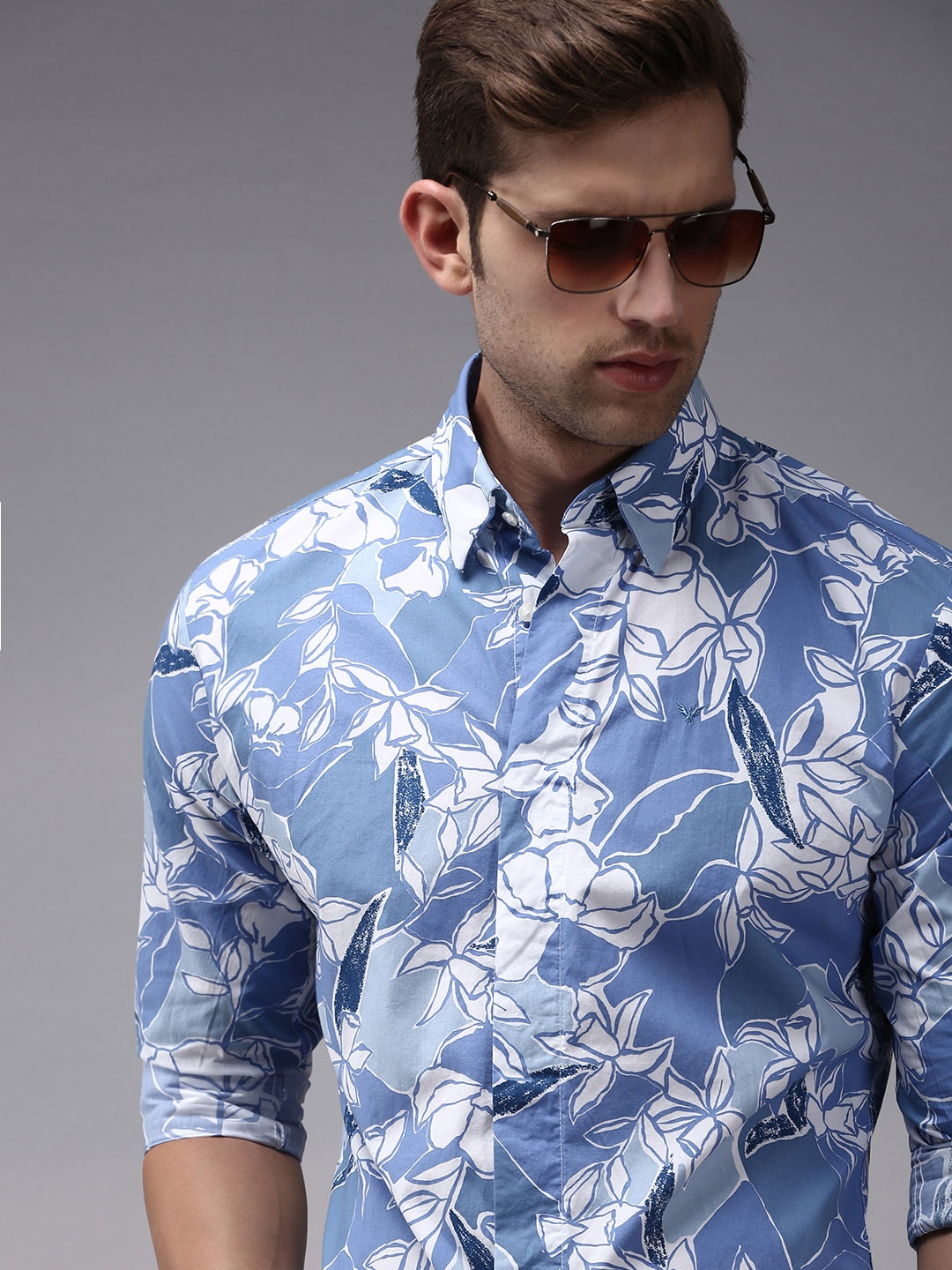 

SHOWOFF Men Blue Comfort Floral Printed Cotton Casual Shirt