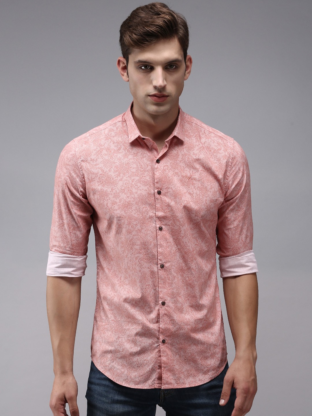 

SHOWOFF Men Classic Printed Cotton Casual Shirt, Orange