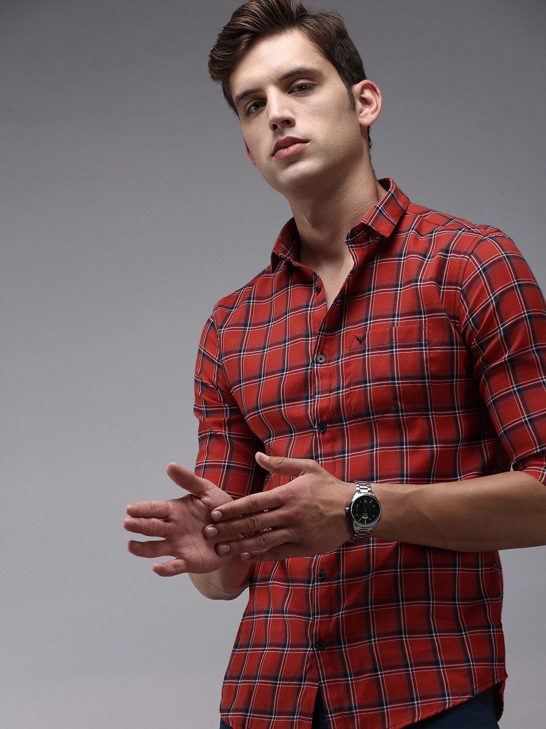 

SHOWOFF Men Red Comfort Tartan Checked Cotton Casual Shirt