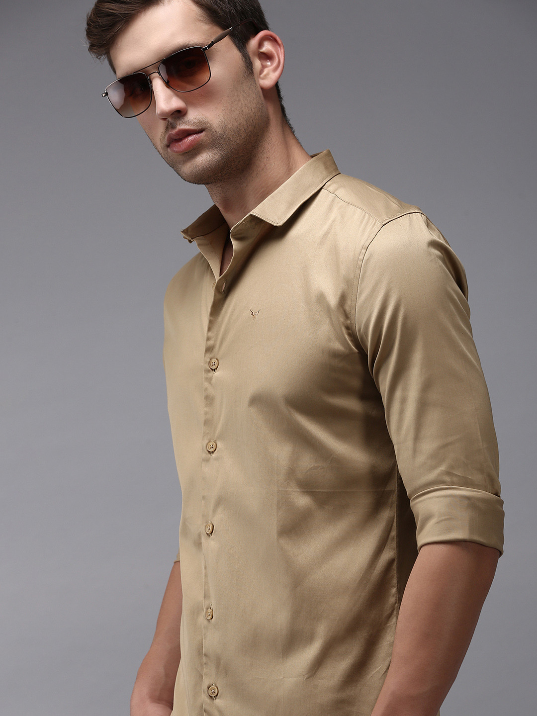 

SHOWOFF Men Khaki Comfort Cotton Casual Shirt