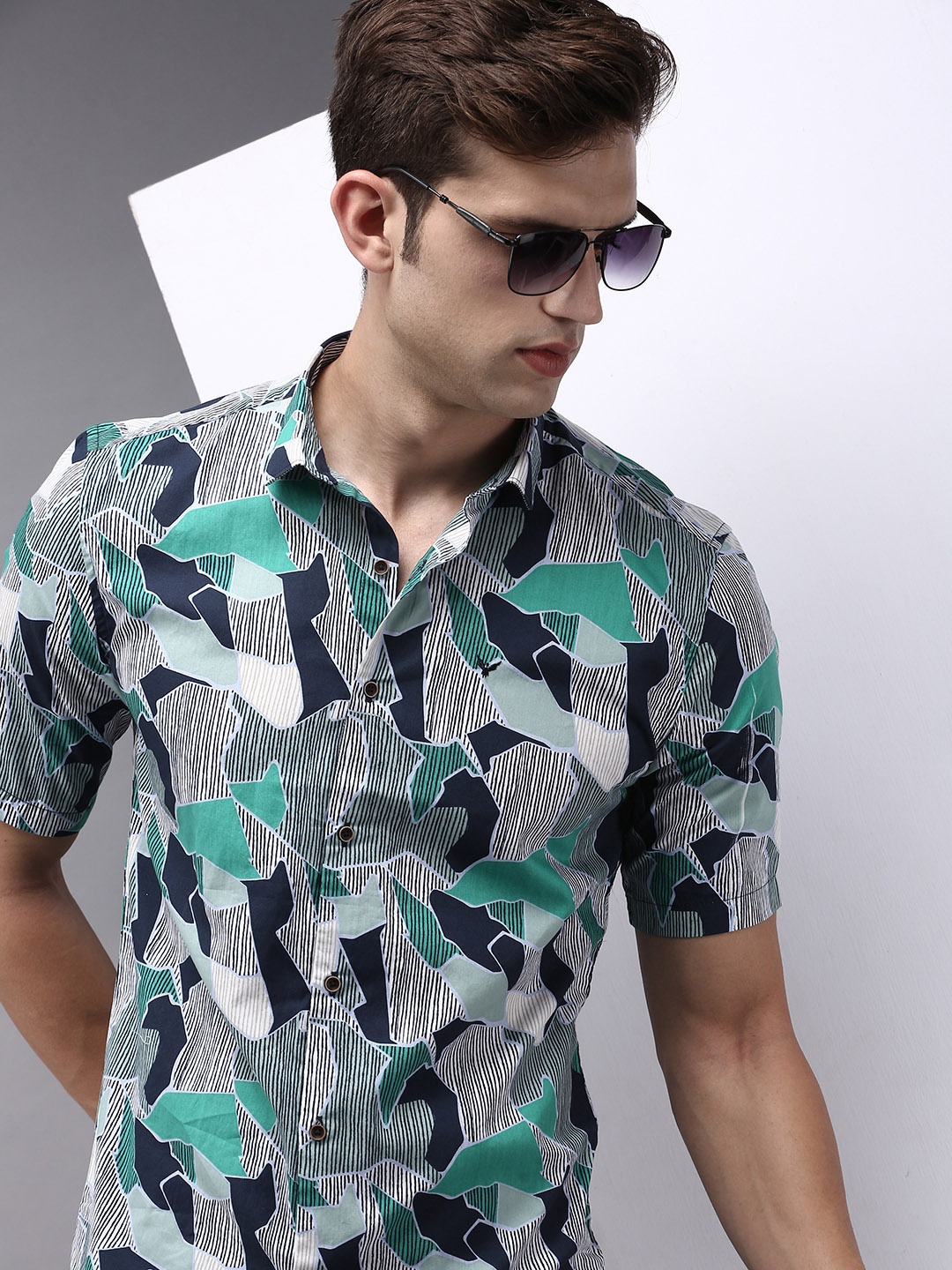 

SHOWOFF Men Comfort Printed Cotton Casual Shirt, Grey