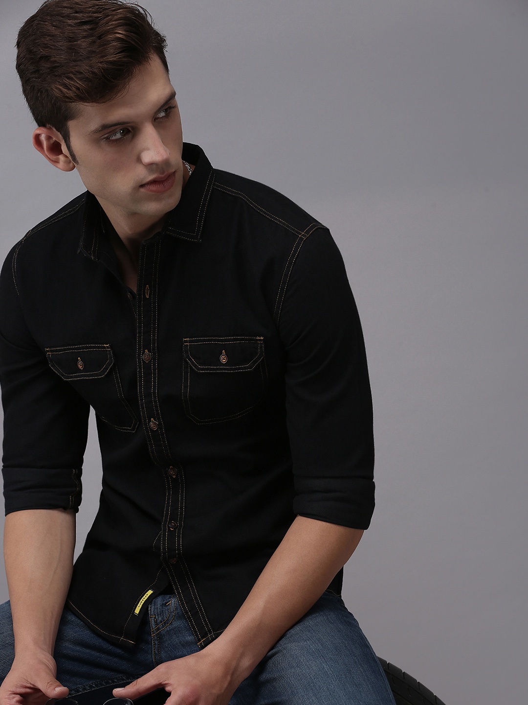 

SHOWOFF Men Black Classic Cotton Casual Shirt