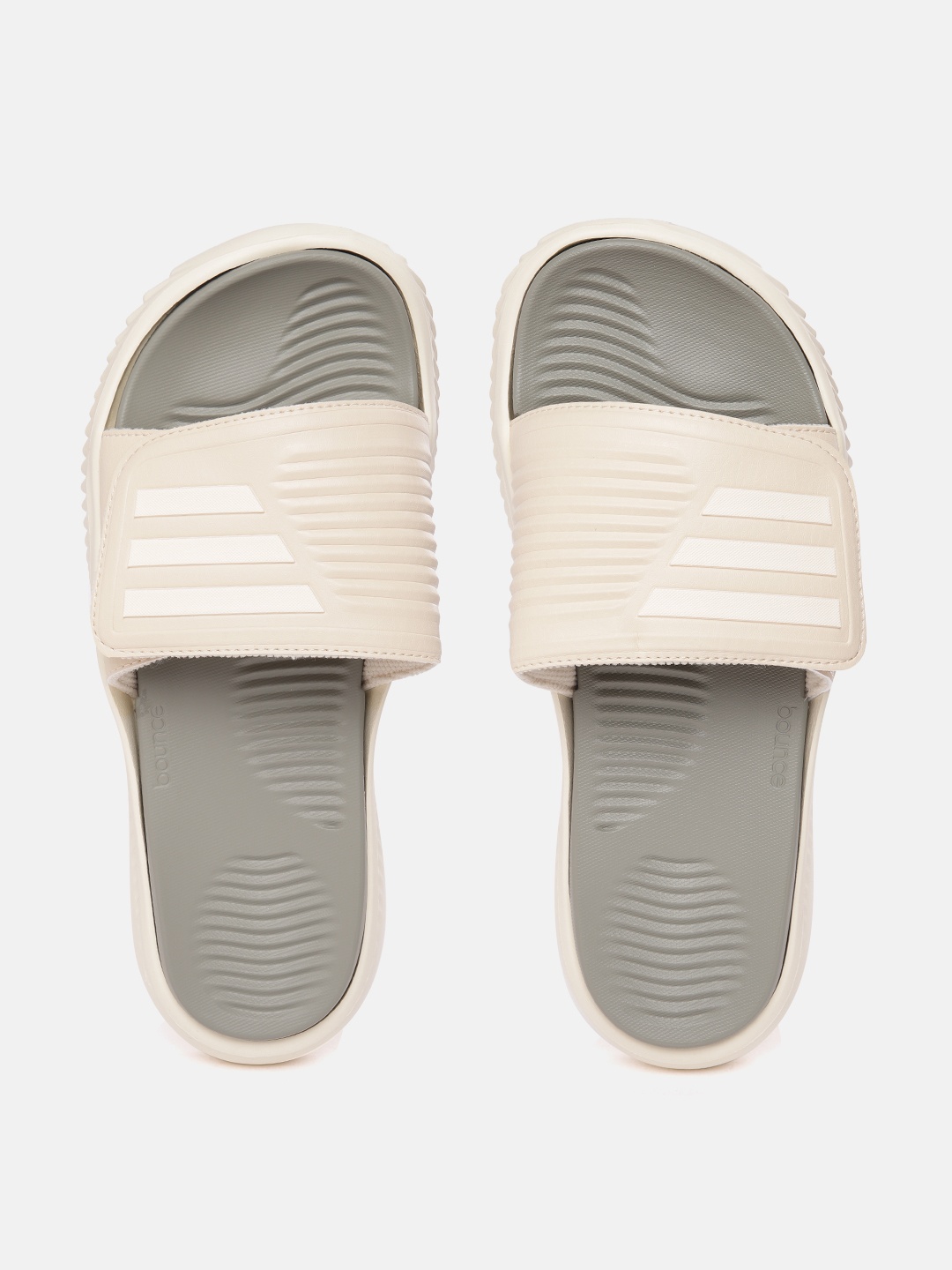 

ADIDAS Unisex Alphabounce 2.0 Striped Sliders, Beige