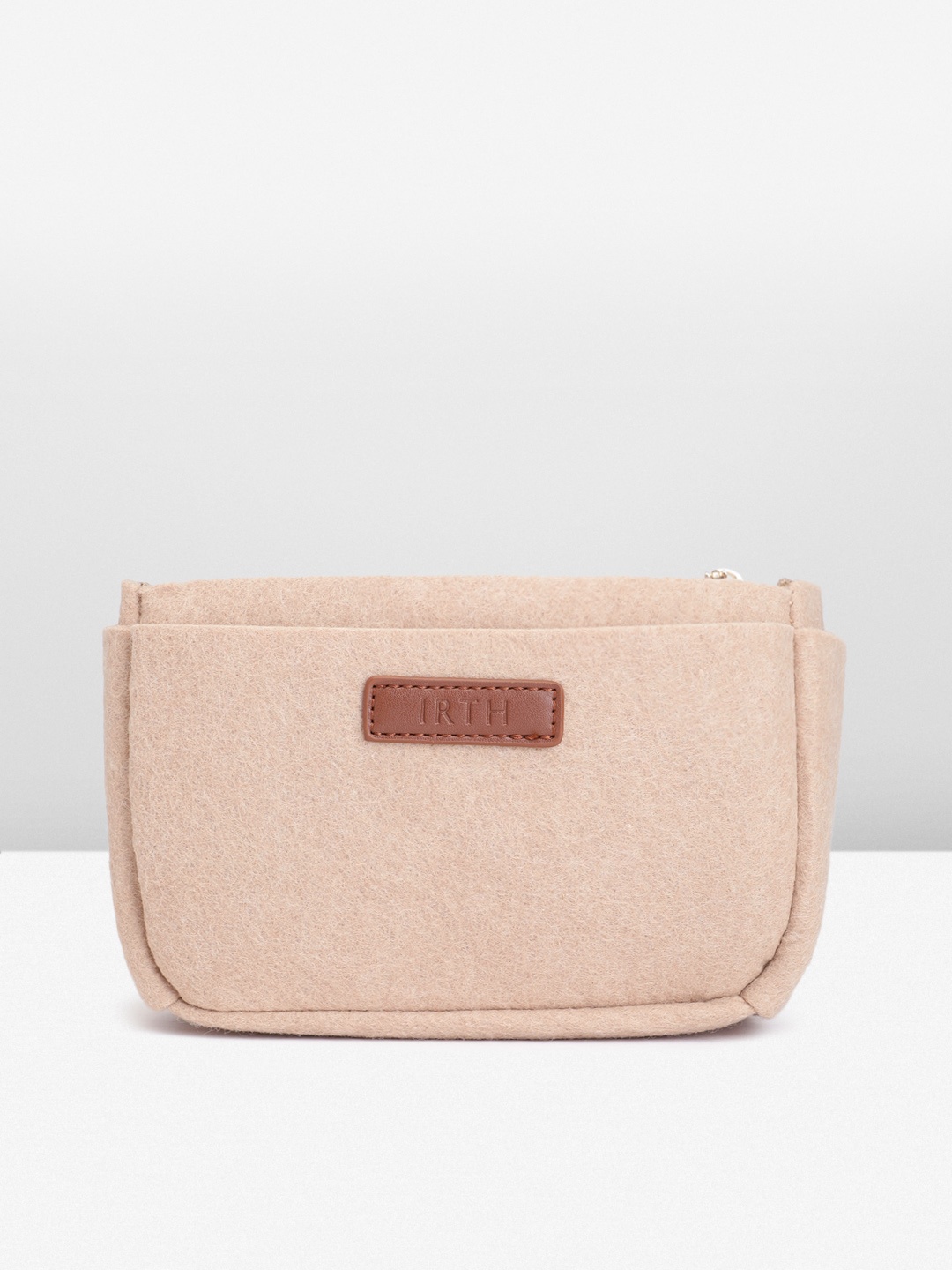 

IRTH Women Solid Rectangular Small Handbag Organiser, Beige