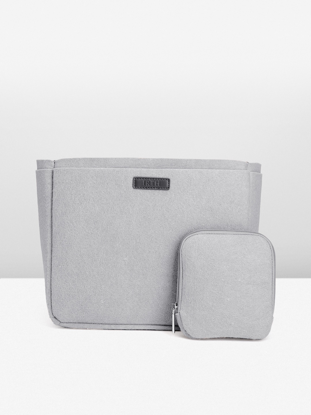 

IRTH Women Solid Rectangular XL Handbag Organiser With A Pouch, Grey