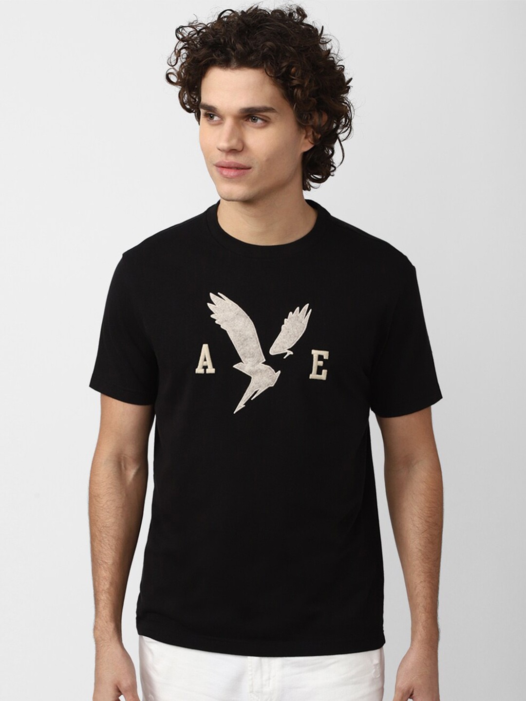 

AMERICAN EAGLE OUTFITTERS Men Black Cotton Typography Printed T-shirt