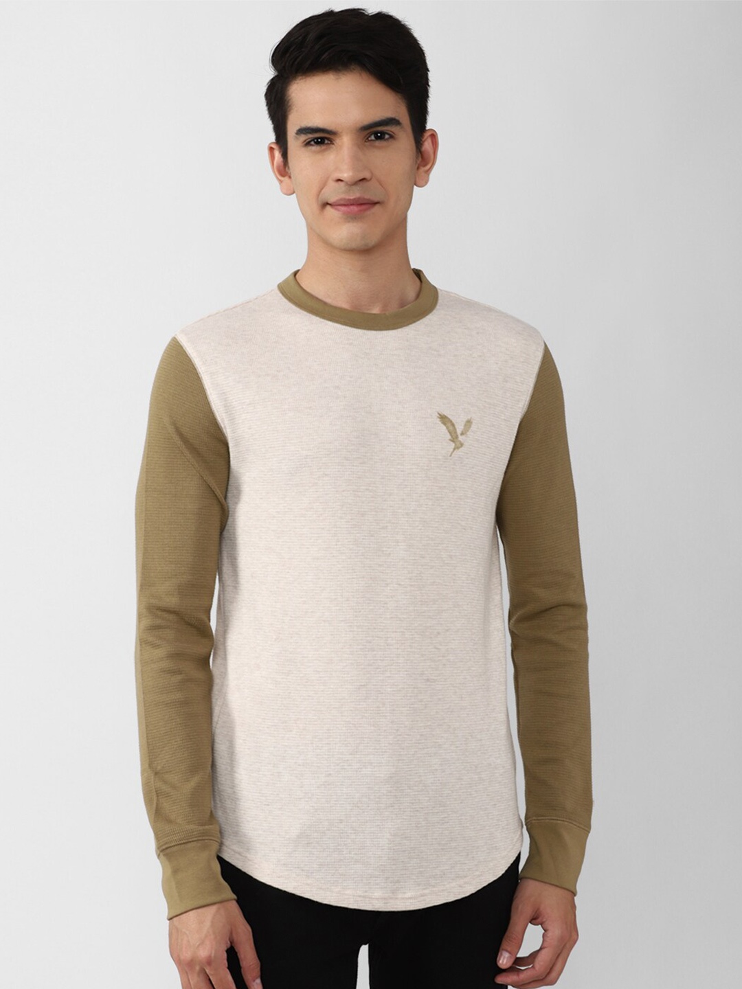 

AMERICAN EAGLE OUTFITTERS Men Yellow Colourblocked T-shirt