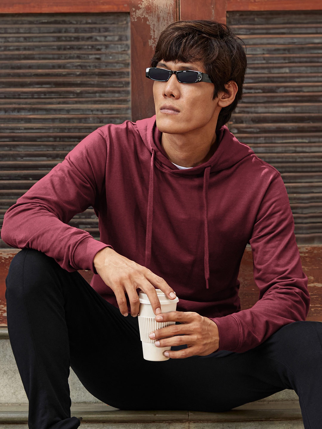 

XYXX Men Maroon Cruze French Terry Cotton Hoodie