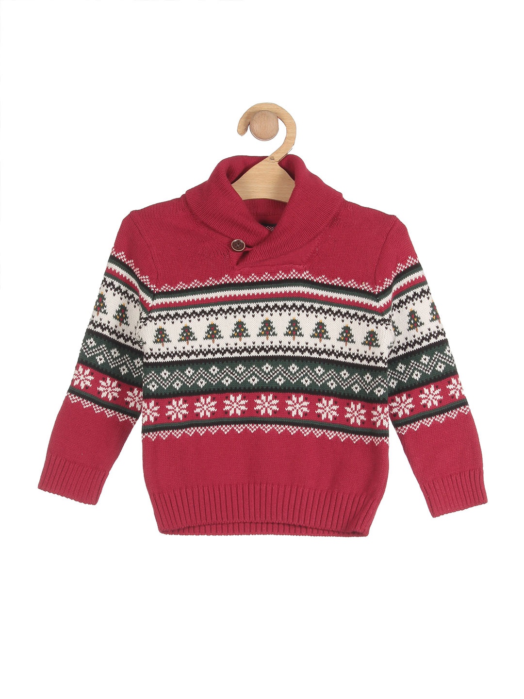 

Lil Lollipop Unisex Kids Red Printed Cotton Pullover