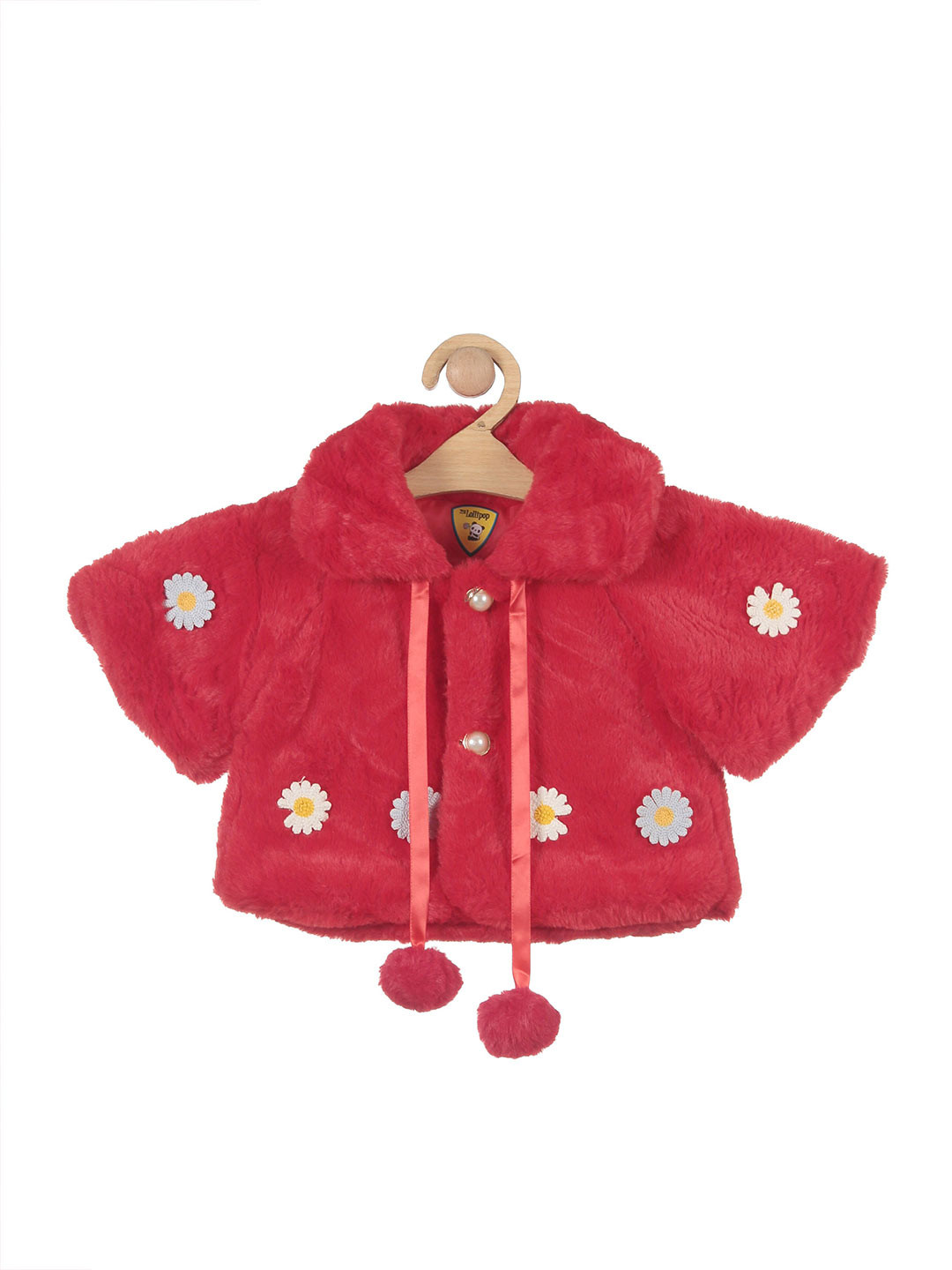 

Lil Lollipop Girls Red & White Embellished Button Shrug