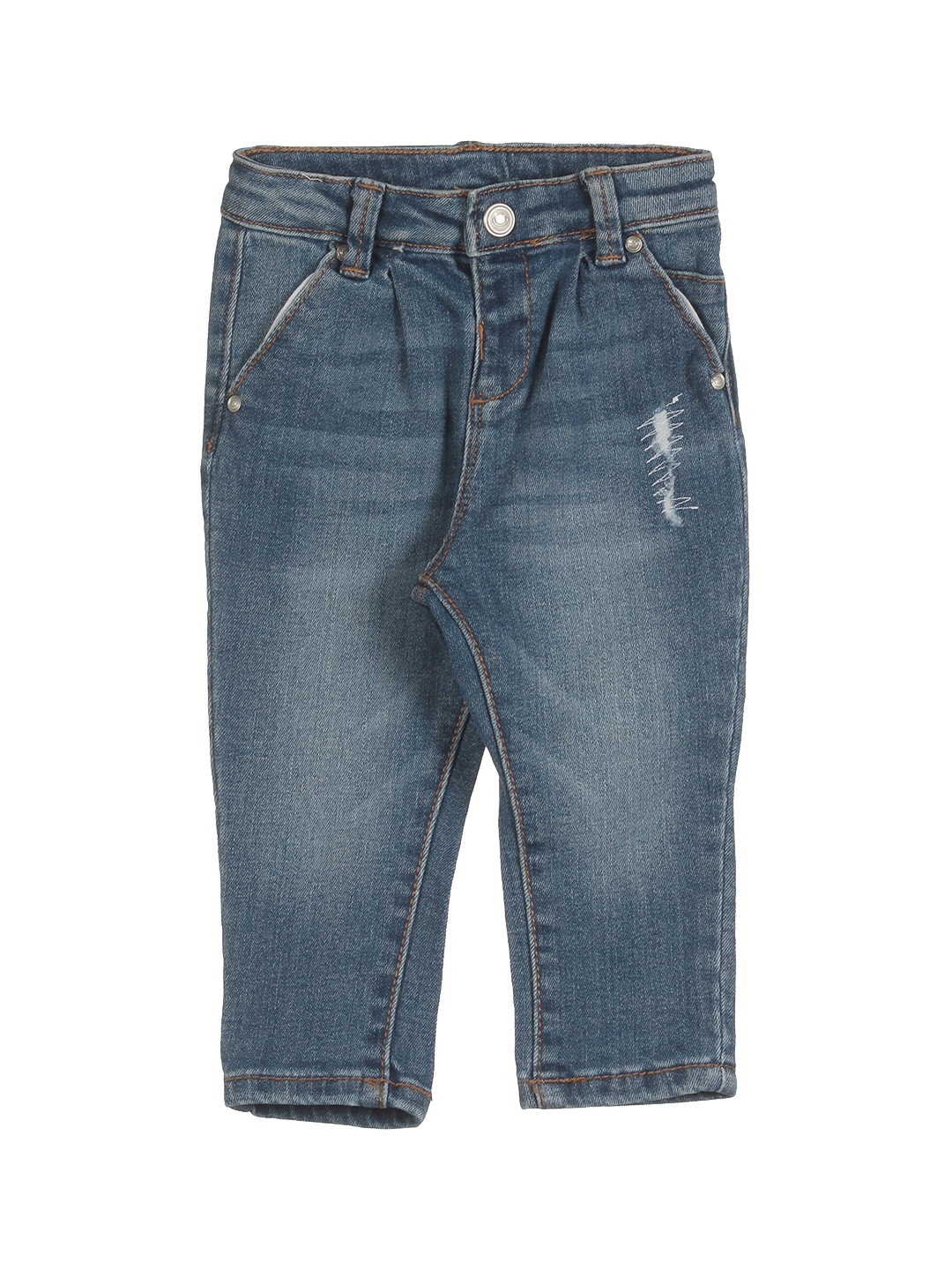 

Lil Lollipop Unisex Kids Navy Blue Slim Fit Low Distress Jeans