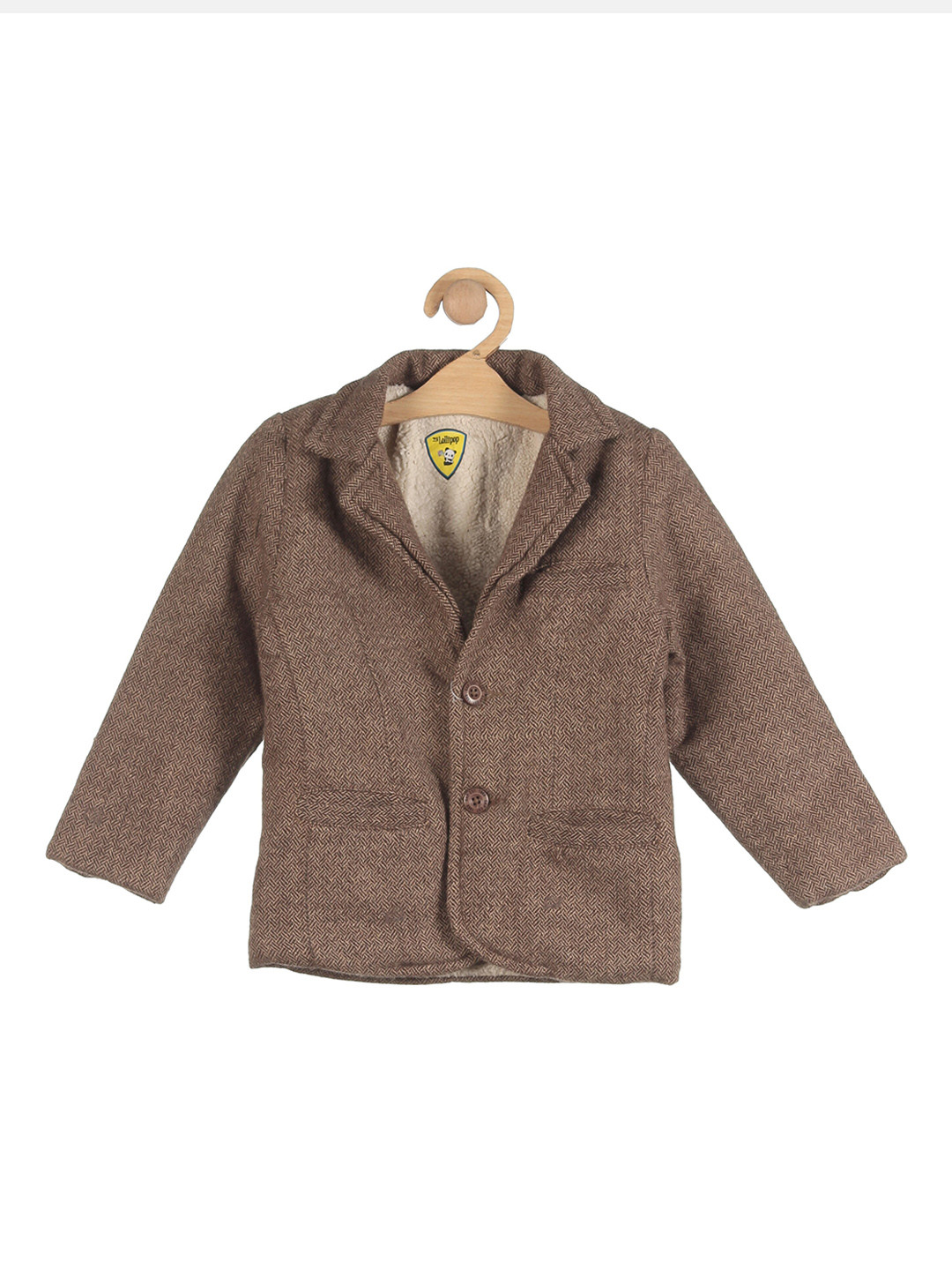 

Lil Lollipop Boys Brown Solid Single-Breasted Blazers