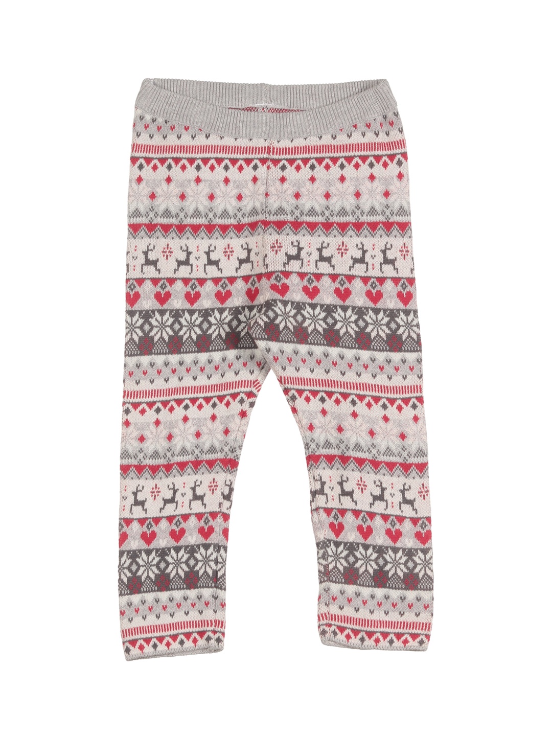 

Lil Lollipop Infant Girls Grey & Red Printed Woollen Ankle-Length Leggings