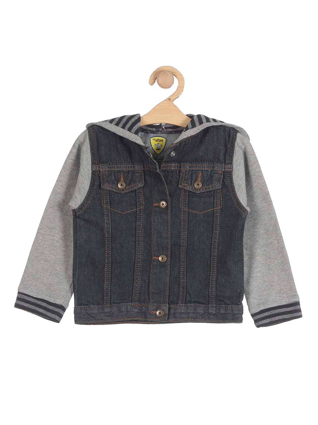 

Lil Lollipop Kids Navy Blue Grey Lightweight Outdoor Cotton Denim Jacket