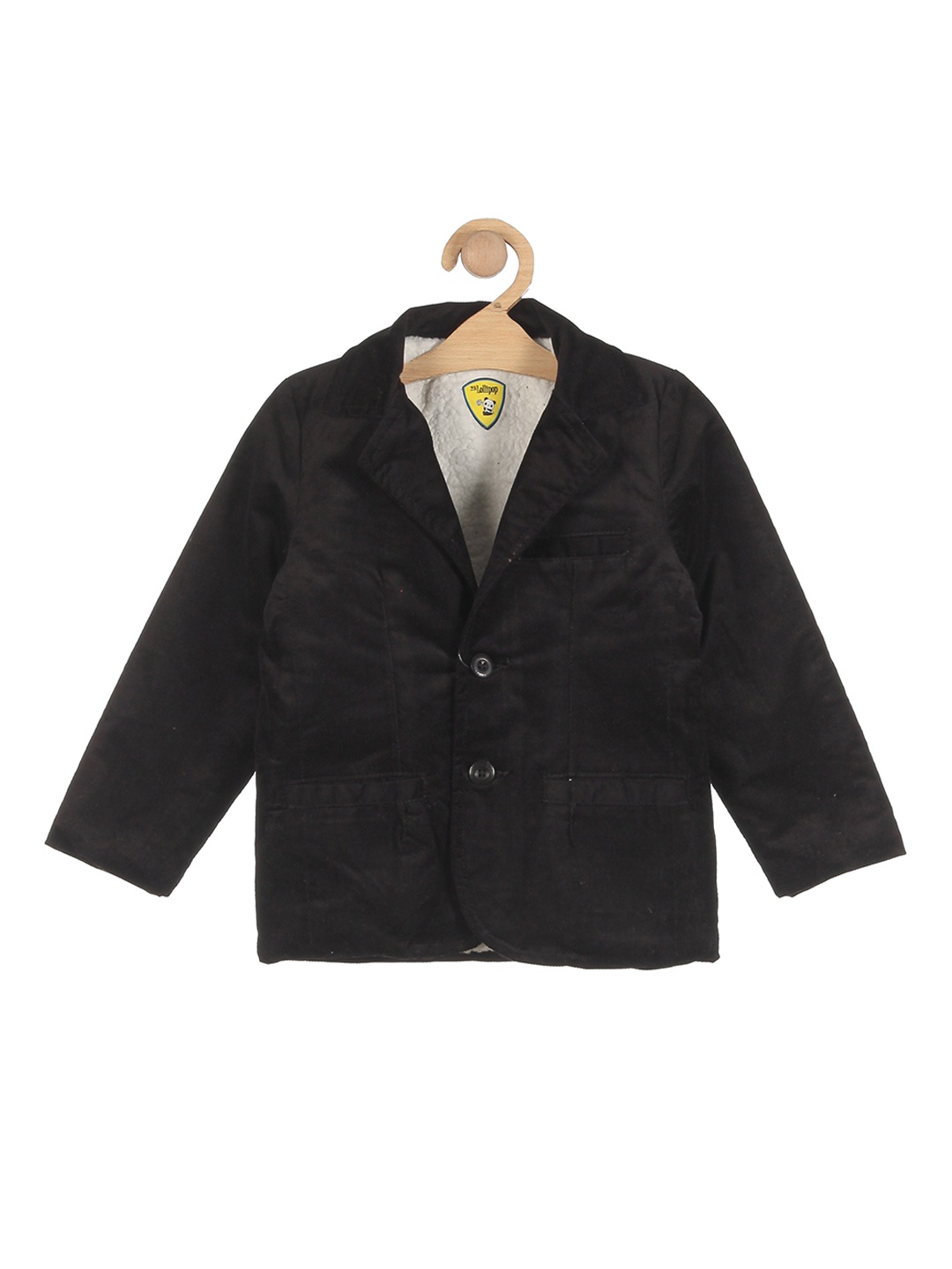 

Lil Lollipop Boys Black Solid Single-Breasted Blazers