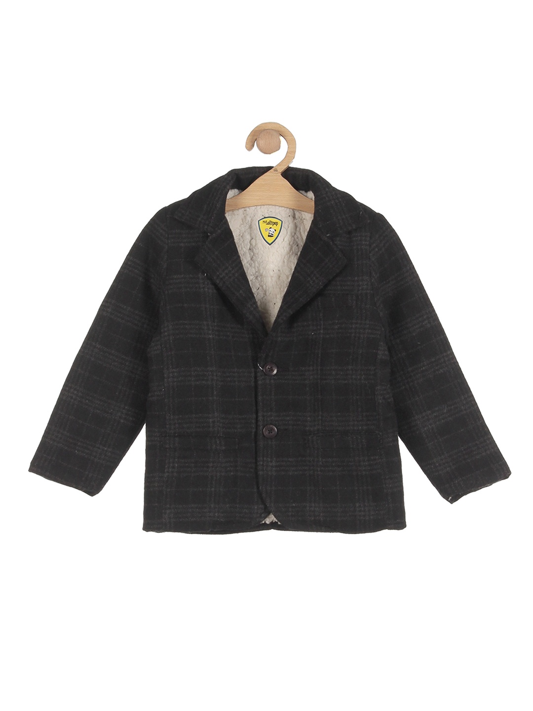 

Lil Lollipop Boys Black Checked Single Breasted Blazers