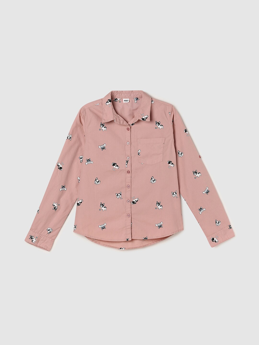 

max Girls Printed Pure Cotton Casual Shirt, Peach