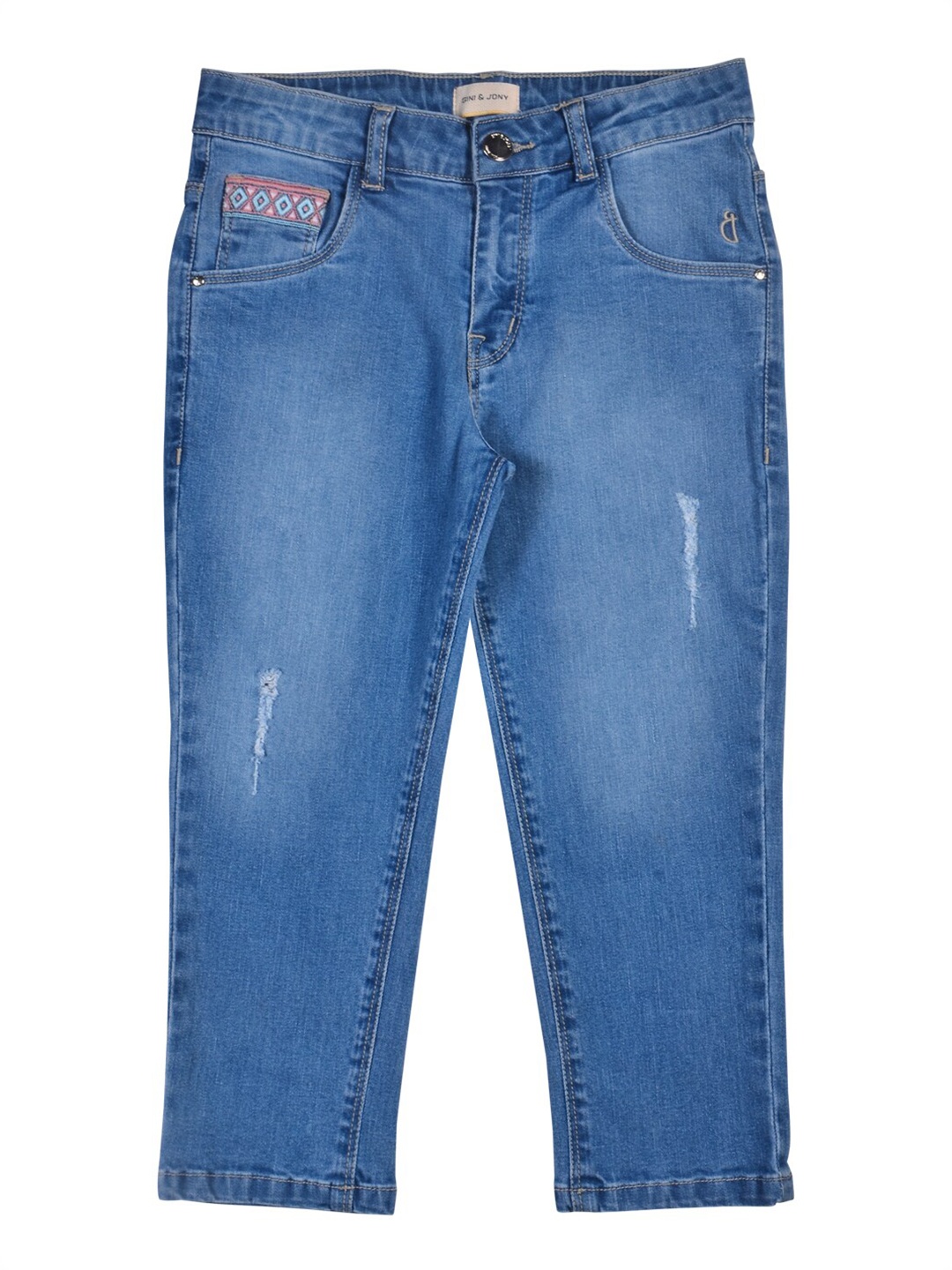 

Gini and Jony Girls Blue Cat Scratches Capris