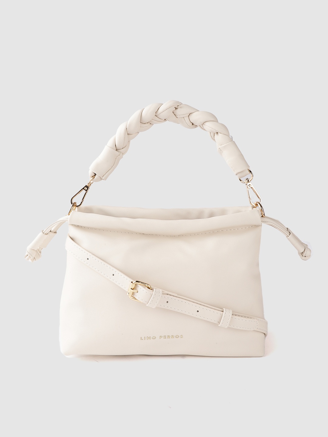 

Lino Perros Off-White Structured Handheld Bag with Detachable Sling Strap