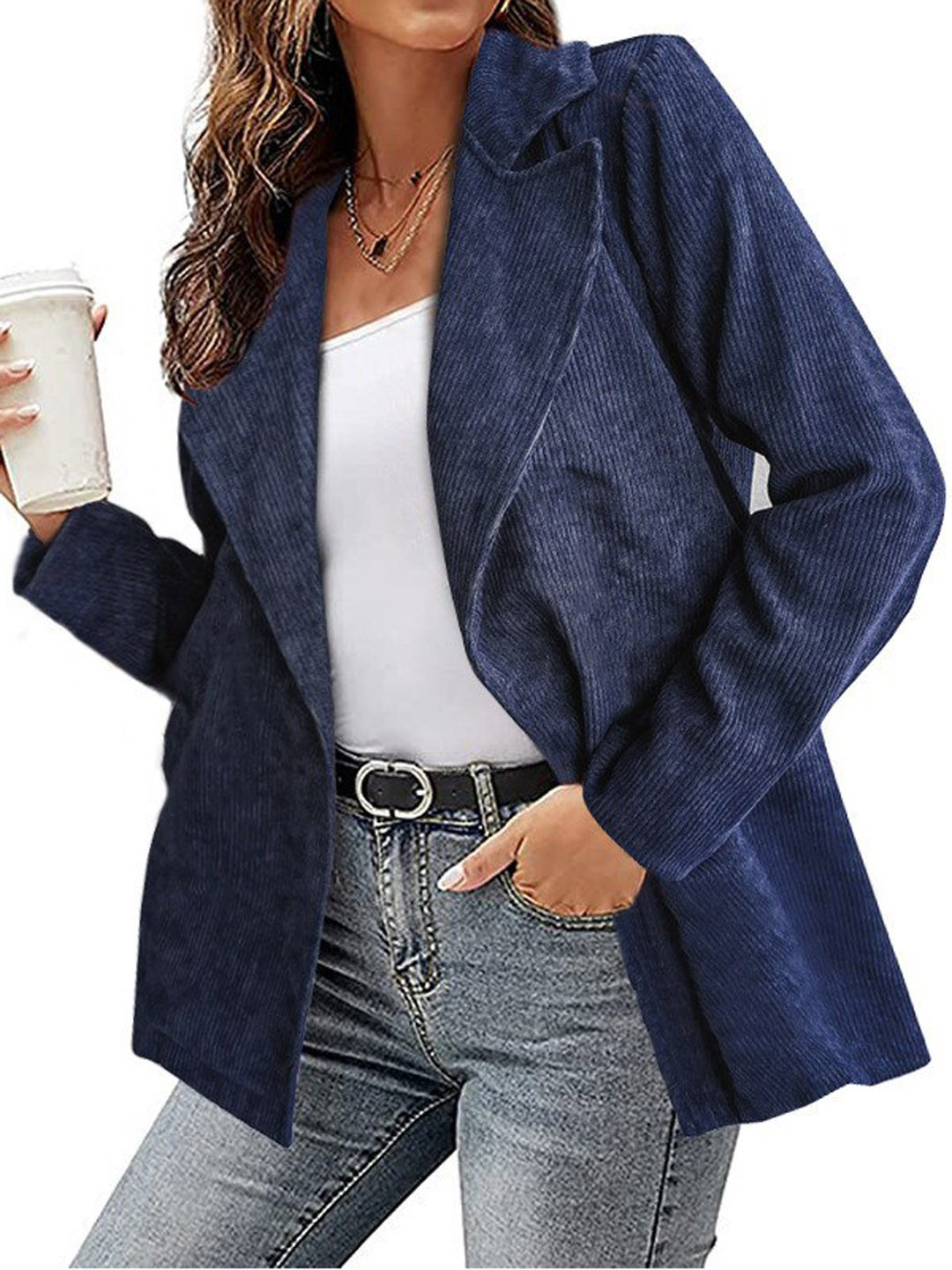 

BoStreet Women Navy Blue Longline Tailored Jacket