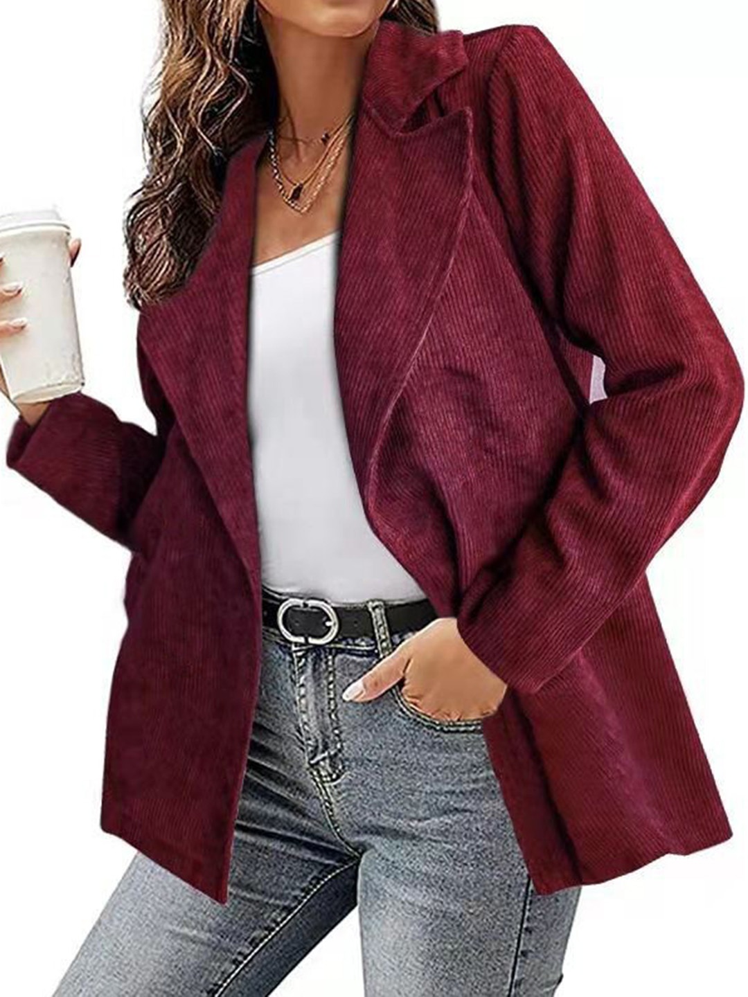 

BoStreet Women Maroon Longline Tailored Jacket