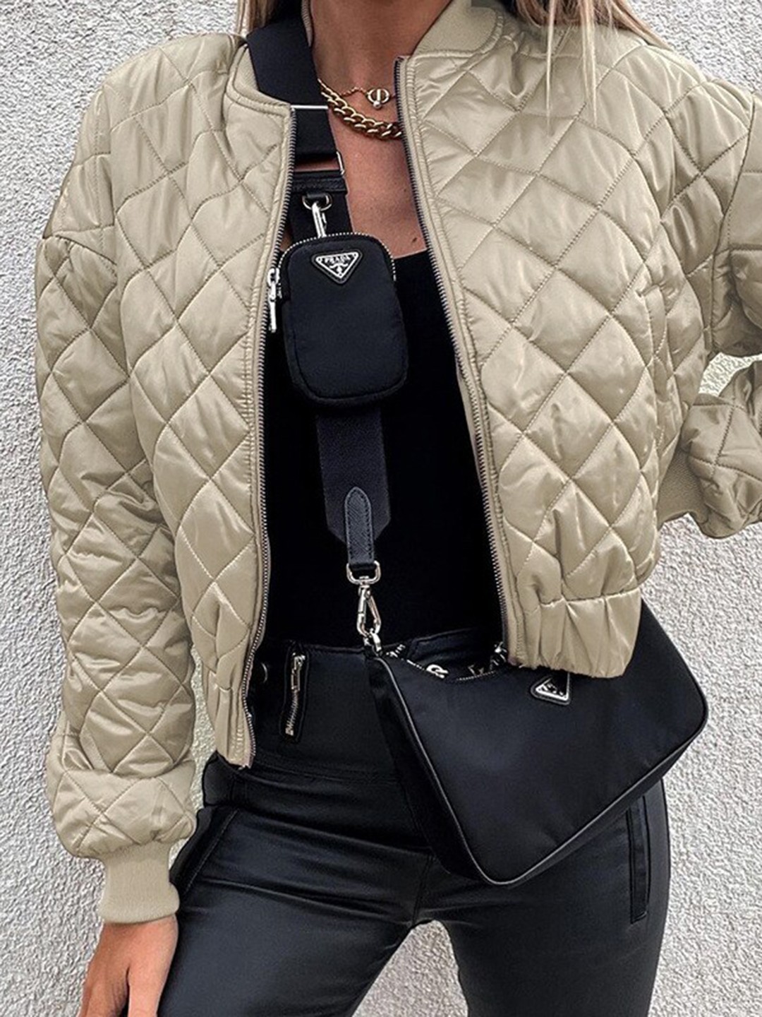 

BoStreet Women Beige Crop Quilted Jacket