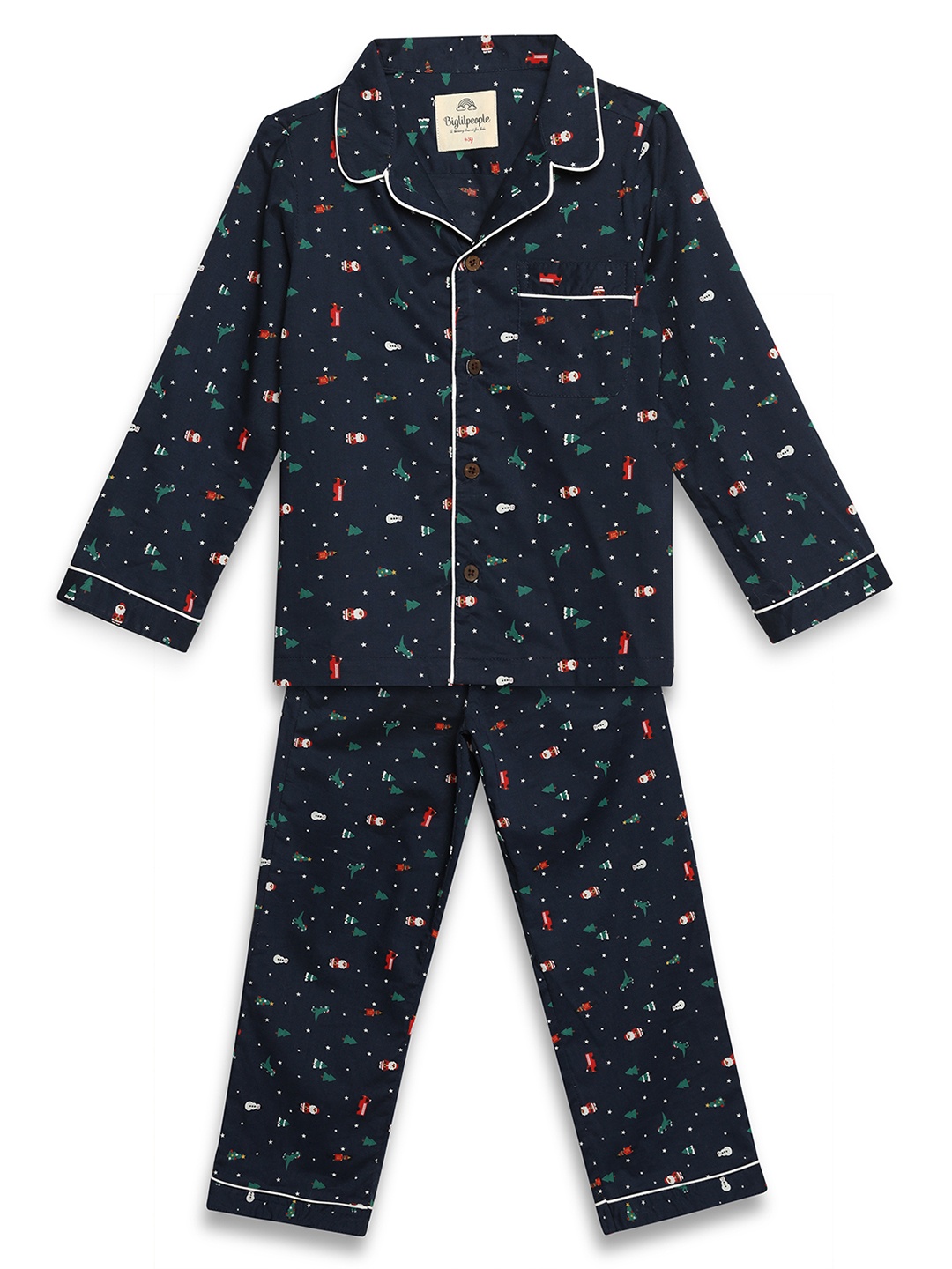 

Biglilpeople Unisex Blue & Green Printed Night suit