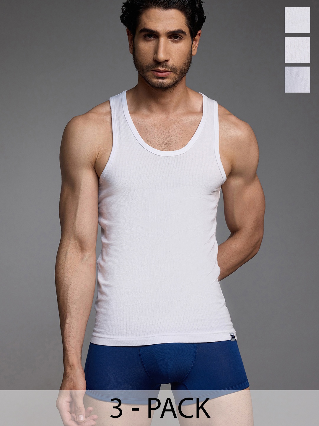 

MODERN CREW Men Pack of 3 Premium Bamboo Vests, White