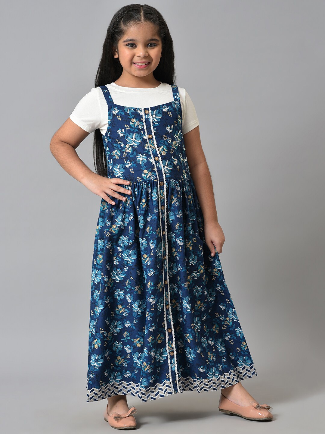 

AURELIA Girls Blue & White Printed T-shirt