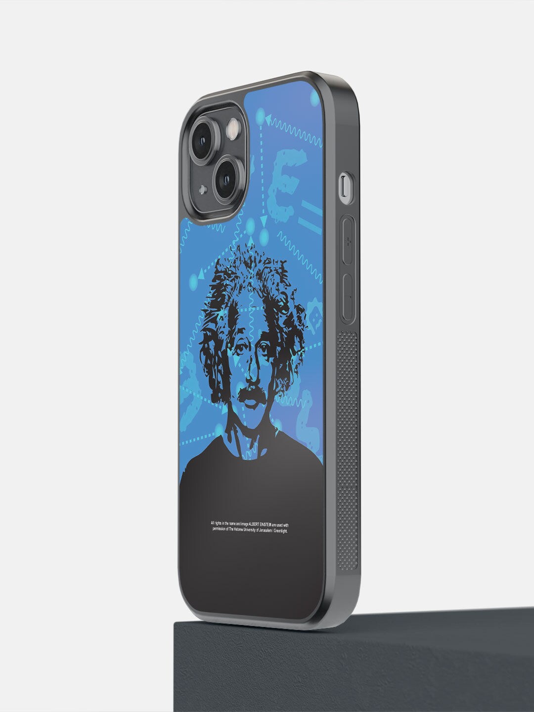 

macmerise Blue & Black Wise Albert Einstein iPhone 14 Bumper Back Case