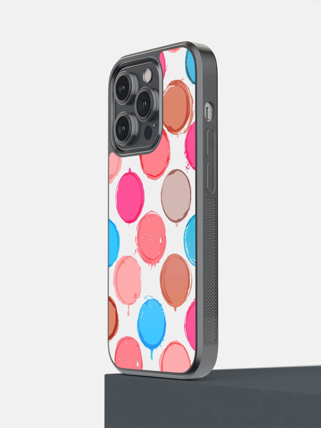 

macmerise White & Pink Polka Dot Canvas Printed iPhone 14 Pro Phone Covers