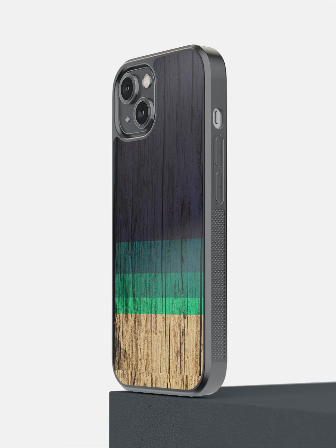 

macmerise Blue & Green Wood Stripes Printed iPhone 14 Pro Mobile Phone Case