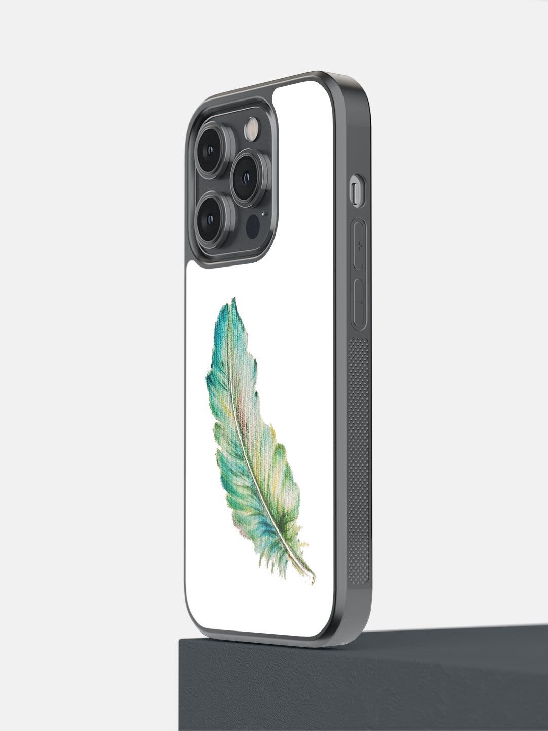 

macmerise White & Green SK Feather Art iPhone 14 Pro Pro Bumper Case