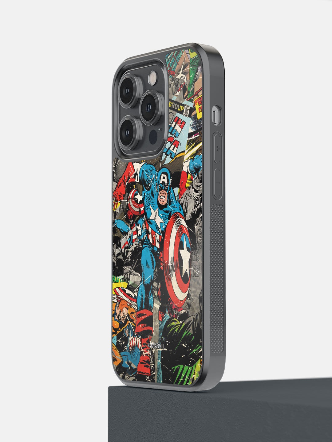 

macmerise Grey & Red Comic Captain America iPhone 14 Pro Bumper Back Case