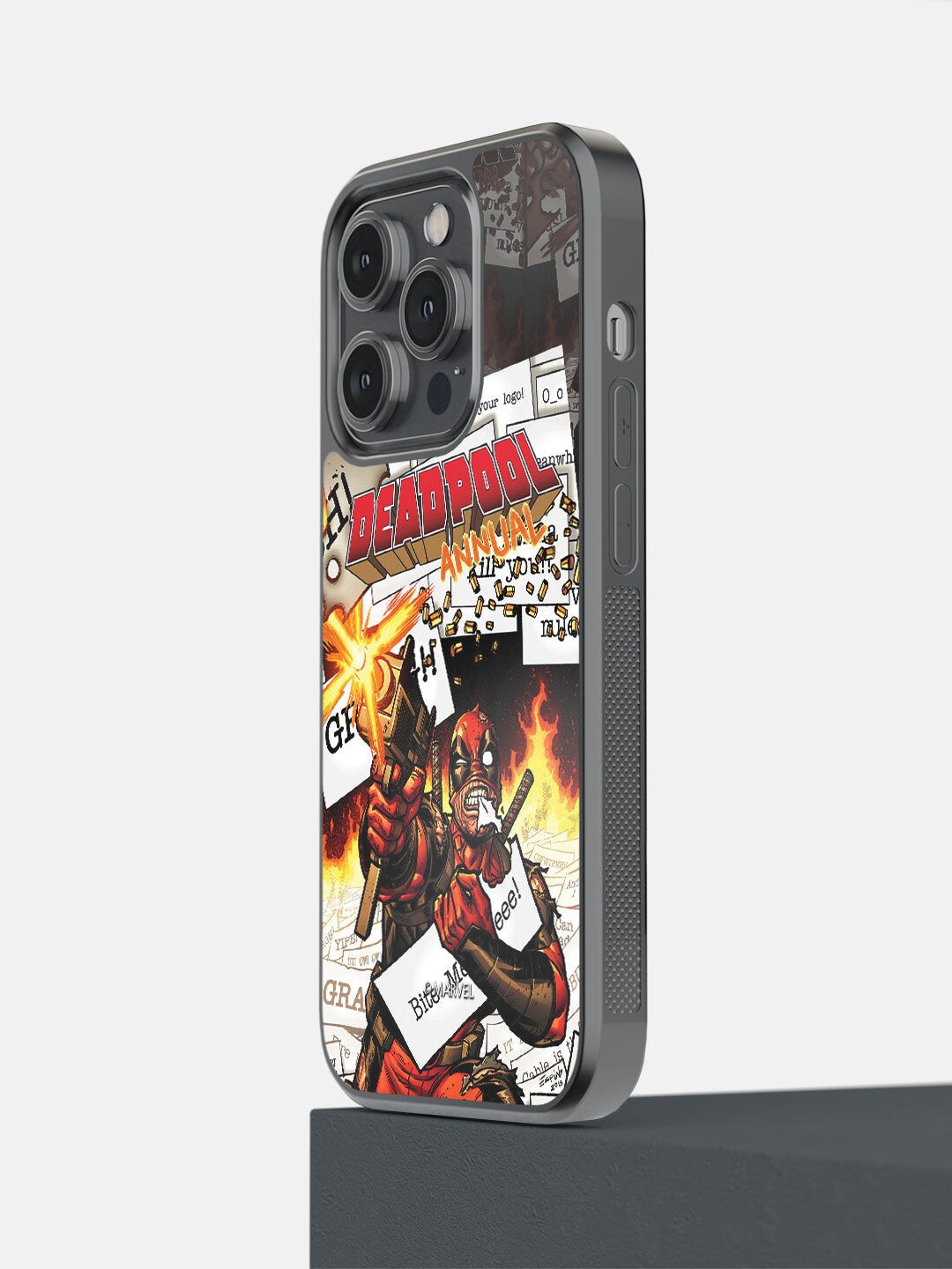 

macmerise White & Brown Printed Comic Deadpool iPhone 14 Pro Phone Back Case