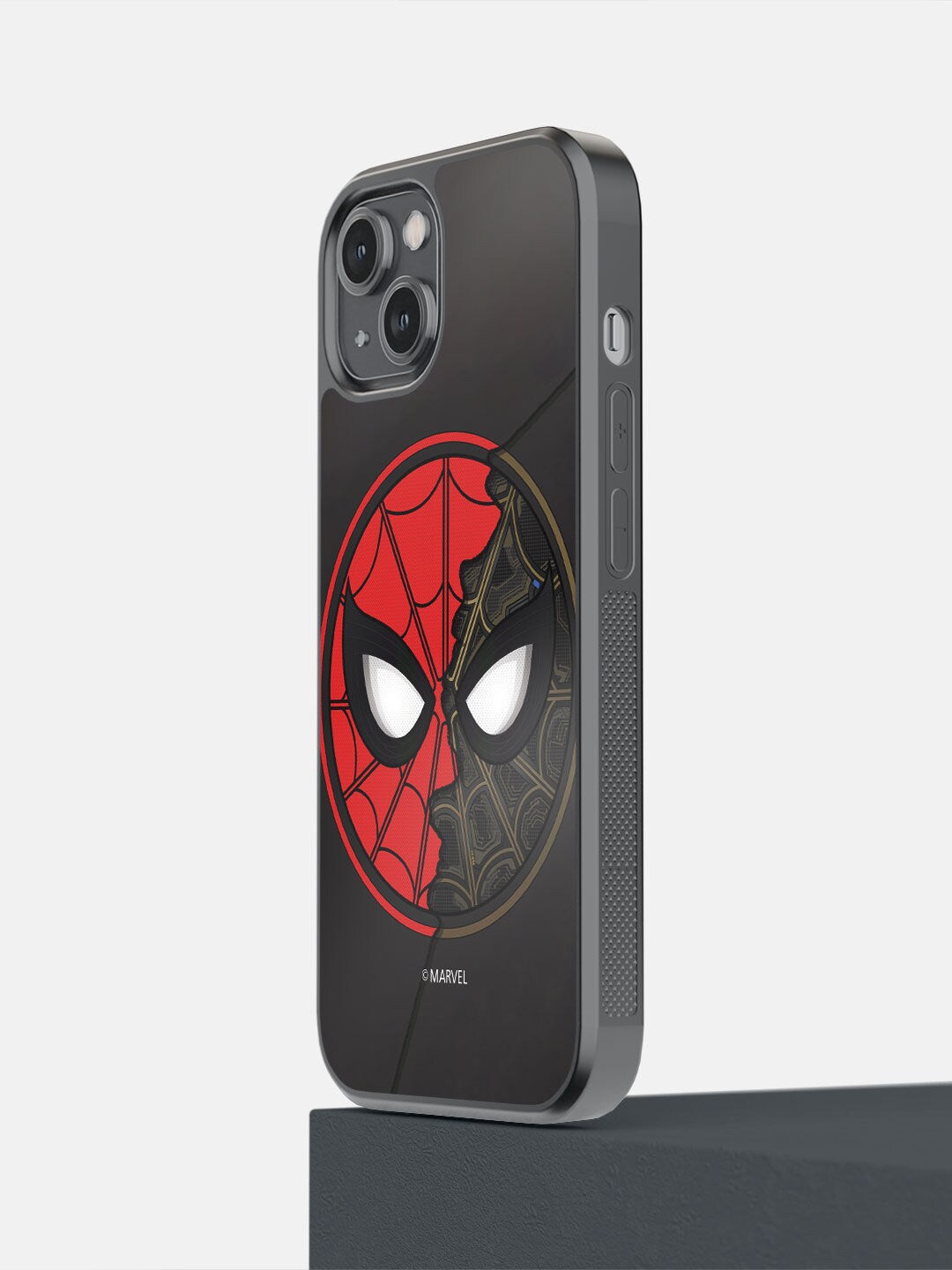 

macmerise Black & Red Two Face Spidey iPhone 14 Mobile Back Case