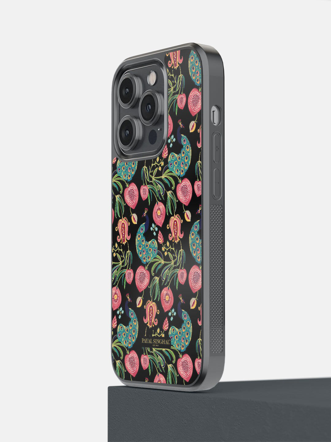 

macmerise Green & Black Payal Singhal Anaar and Mor Printed iPhone 14 Pro Bumper Case