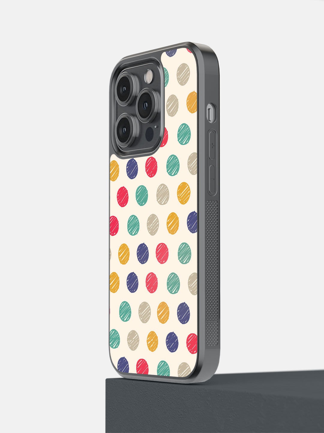 

macmerise White Printed Polka Dot Scribbles iPhone 14 Pro Bumper Phone Back Case