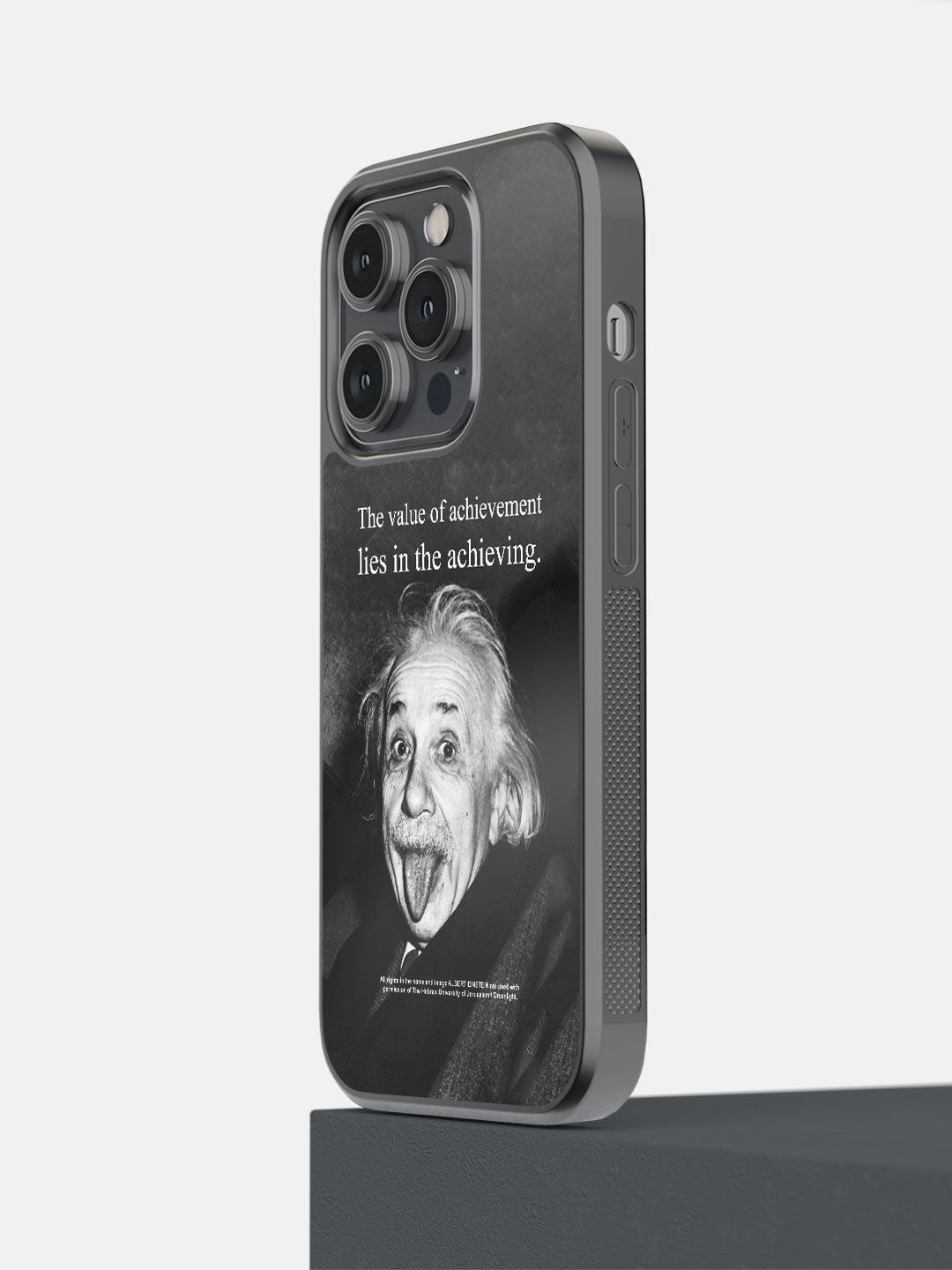 

macmerise Black & White Achieving Albert Einstein Print iPhone 14 Pro Bumper Back Case