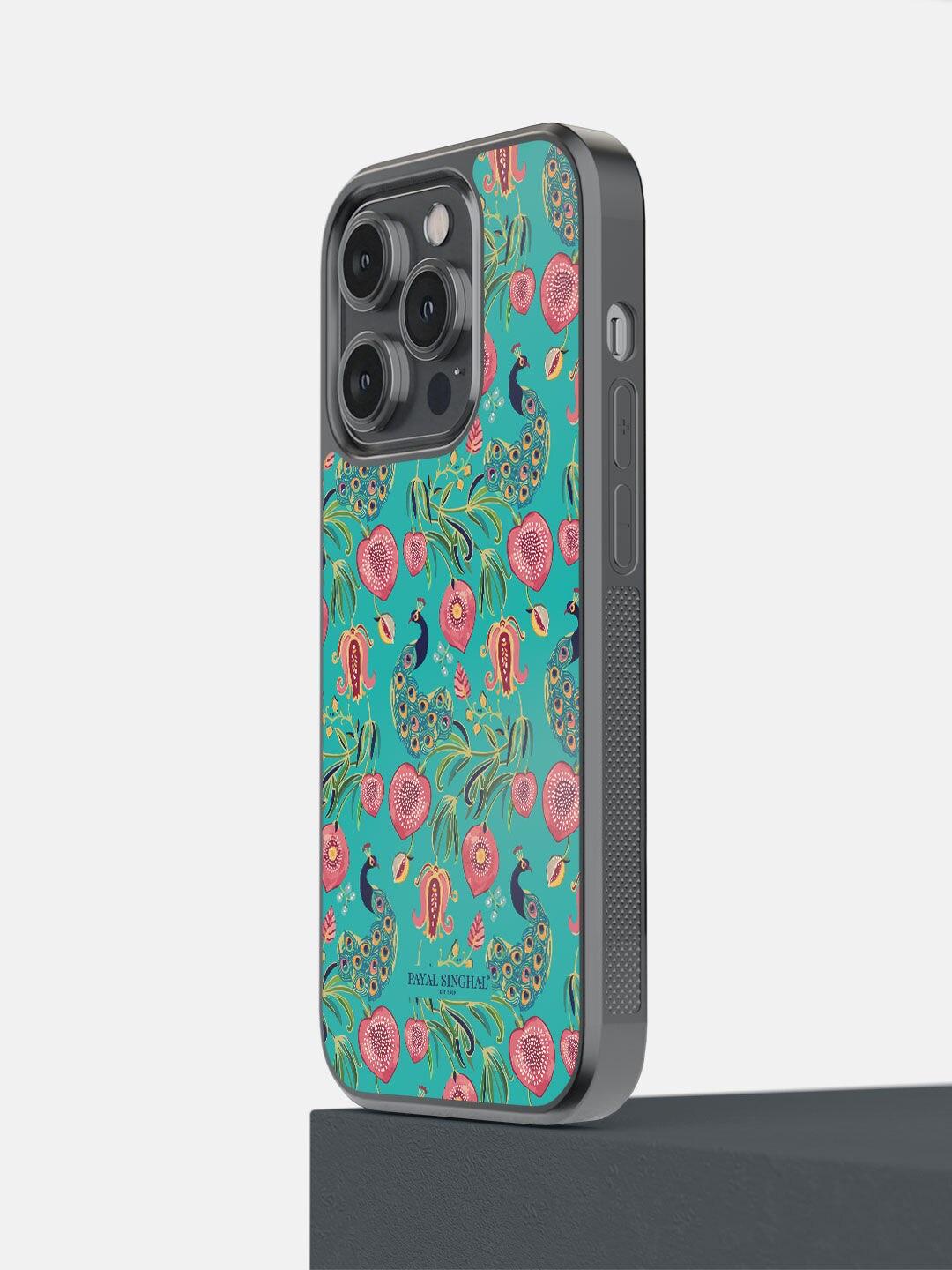 

macmerise Black & Blue Payal Singhal Anaar and Mor Teal iPhone 14 Pro Back Case