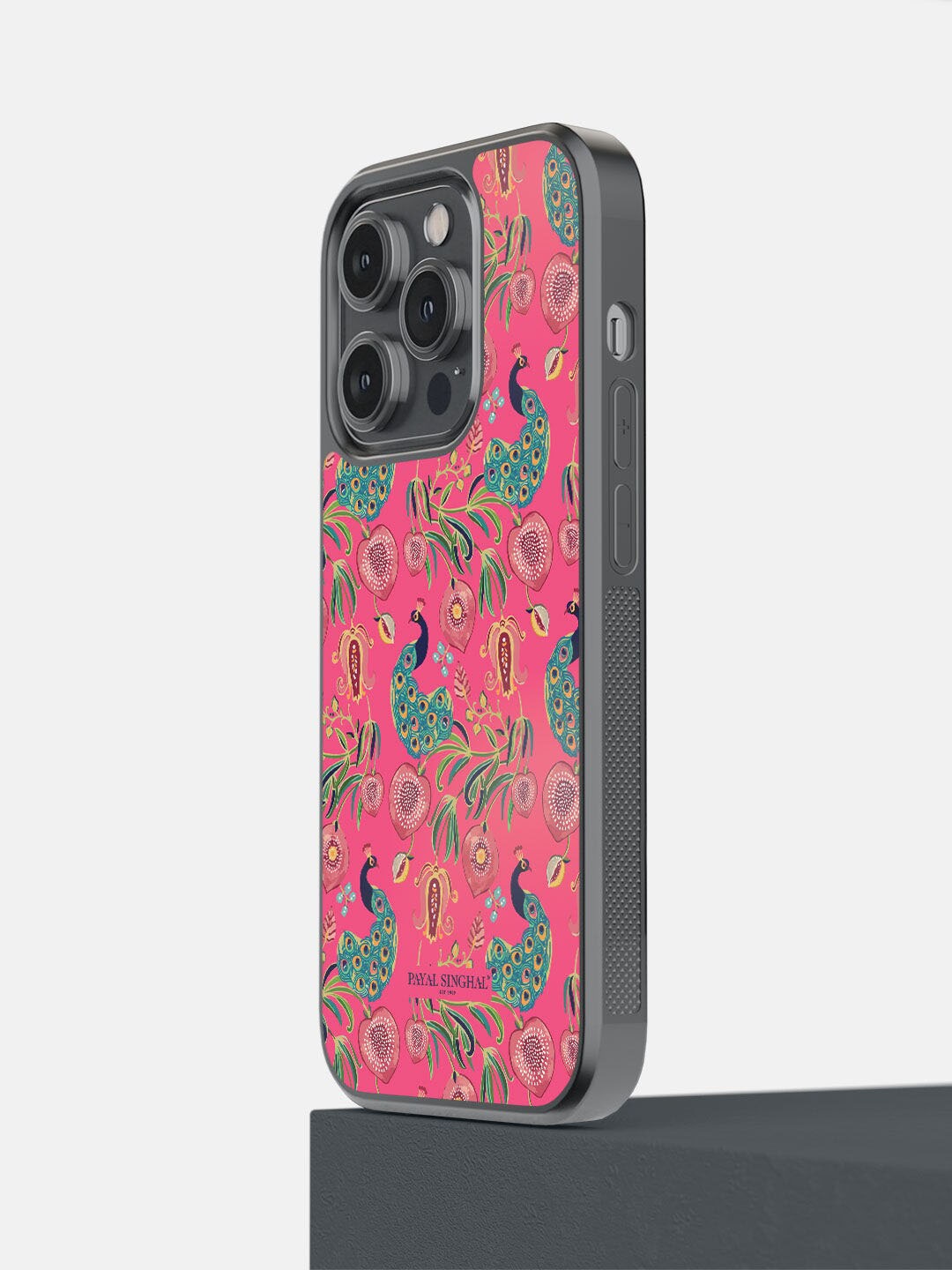 

macmerise Pink Payal Singhal Anaar and Mor Printed iPhone 14 Pro Back Case