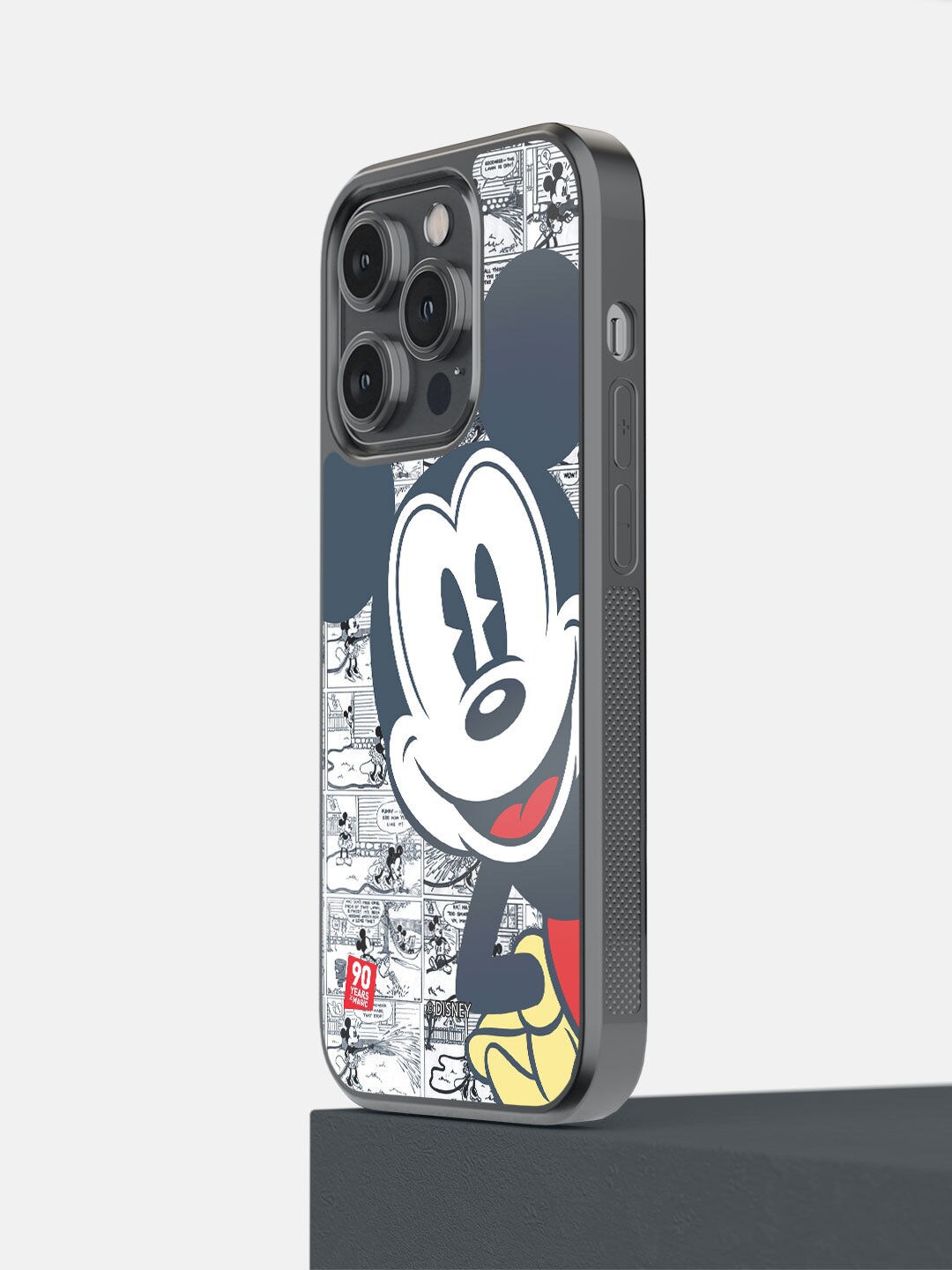 

macmerise Grey & White Mickey Comicstrip Printed iPhone 14 Pro Bumper Case